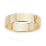 14K Yellow Gold 5mm Flat Traditional Fit Wedding Band Ring (Sizes 4 to 8). BENCHMARK