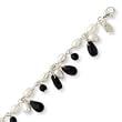 Sterling Silver Onyx & White Cultured Pearl Bracelet - 8 Inch