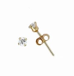 Sterling Silver Gold Plated Stud Earrings - Round Stamping - 3 mm