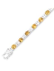 Sterling Silver Citrine & CZ Bracelet - 7 Inch