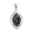 .925 Silver & Faceted Onyx Filigree Marquise Pendant