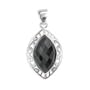 .925 Silver & Faceted Onyx Filigree Marquise Pendant