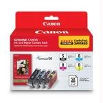 Canon PGI-220 and CLI-221 CMY Ink with PP-201 (50 Sheets) Combo Pack (2945B011)