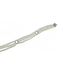 7.5" 14K Three Strand Freshwater and Diamond Divider ( .08 ctw) Bracelet.