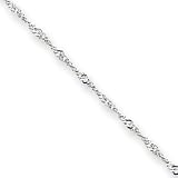 14k White Gold 1mm Singapore Chain Necklace - 16 Inch - Spring Ring
