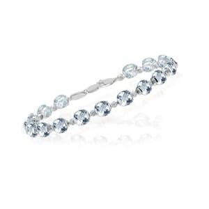 0.10 Cts Diamond and 15.64 Cts Aquamarine Bracelet in 14K White Gold by
