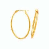 14k Gold Oval Tube Hoop Earrings
