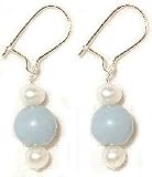 Hard To Find Genuine Angelite Baby Blue & Genuine Freshwater Pearl Sterling Silver Earrings Soft & Feminine