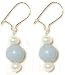 Hard To Find Genuine Angelite Baby Blue & Genuine Freshwater Pearl Sterling Silver Earrings Soft & Feminine