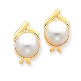 14k 14-15mm Mabe Cultured Pearl Earrings