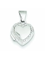 14K White Gold Polished Heart-Shaped Scrolled Locket