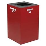 Steel Recycling Container With Waste Disposal Opening - 24 Gallon Capacity Red