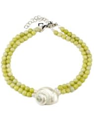 Meg Carter Designs Lemon Jasper, Freshwater Pearls and Shell "Hills Beach" Necklace