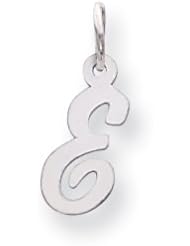14k White Gold Small Script Initial E Charm