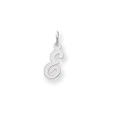 14k White Gold Small Script Initial E Charm