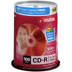 IMATION CD-R MEDIA 52X 700MB 80MIN SPINDLE W/POST-IT PHOTO PAPER 100-PK (Retail)