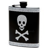 Skull and Crossbones Flask with Rhinestone Accents