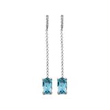 14K White Gold Swiss Blue Topaz and Diamond Earrings