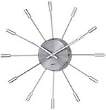 Retro Wall clock metal prong rays and cylindrical ends - 13.375x13.375x2.25