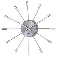 Retro Wall clock metal prong rays and cylindrical ends - 13.375x13.375x2.25