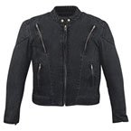 Denim Jackets - Mens Vented Denim Motorcycle Jacket with Removable Armor MJ407 Black