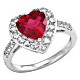 Sterling Silver Heart-Shaped Lab-Created Ruby Ring with Lab-Created White... by Helzberg Diamonds