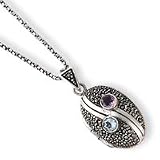 Sterling Silver Amethyst and Marcasite Necklace QH2097-16