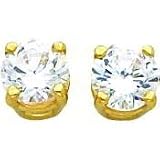 14K Gold Moissanite Round Earrings