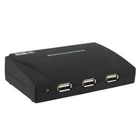 USB Lan Network Server Printer Scanner with 4 Port USB Hub (Black)