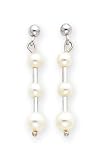 14k White Gold Triple Cultured Pearl Drop Earrings