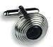 Cufflinks - Black Stone Center, Silver Setting Multi Tiered