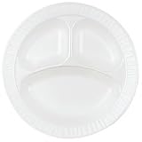 Quiet Classic Laminated Foam Dinnerware Plates, 10-1/4in Plate with Three Compartments (DCC10CPWQ)