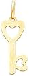 14K Gold Heart Shaped Key & Lock Charm