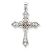 14k Wht Rhodium Champagne diamonds White Diamond Cross Pndt