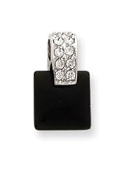 Sterling Silver CZ and Onyx Earrings QE2741"