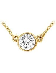 14K Yellow Gold : Bezel Set Round Diamond Solitaire Pendant - 1.00 CT. TDW