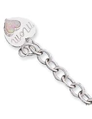 Sterling Silver Created Opal Mom Bracelet QG1466-7.75"