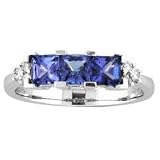 14k White Gold Square Tanzanite and Diamond Ring 1.26 TCW