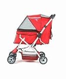 Red Flexible Handle Pet Stroller