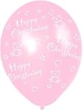 Pack of 6 latex balloons - pink Happy Christening print - 11"