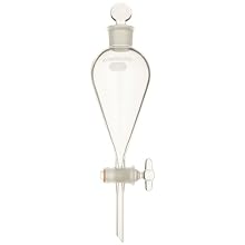Chemglass CG-1740-03 Glass Squibb Style Separatory Funnel, with 2mm Glass Stopcock, 125mL Capacity