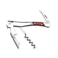 BELLINI Waiters Corkscrew Double Lever - Double-Hinged Stainless Steel Corkscrew, Rosewood Accents