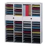 SAFCO PRODUCTS / Wood literature organizer, 20 adjustable compartments/2 drawers, medium oak / SAF9493MO / Sold as 1 Each / Mfr Part # 9493MO \*/ Wood literature organizer, 20 adjustable compartments/