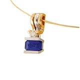 14K 2 Tone Oval Sapphire & Diamond Necklace