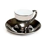 La Cafetiere Titanium Espresso Cup and Saucer, Four Piece Set