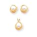 14k Cultured Pearl Set - Pendant 18 Inch Chain Post Earrings - JewelryWeb