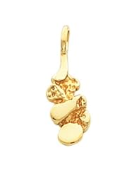 19.00X06.50 Mm 14K Yellow Gold Nugget Pendant