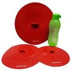 Silicone Suction Lids Set Colour Red - Size - L - M - S 3pcs + Free Tupperware Eco Bottle 500ml