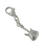 Charm argentée - motif une Guitare avec strass approx. 18x8 mm