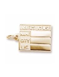 Rembrandt Charms, Drivers License Charm in Solid Sterling Silver or Gold, Engravable